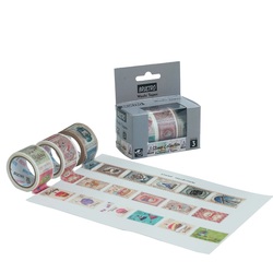 BRUSTRO Stamp Collection Washi Tapes 25mm x 5m - Pack of 3